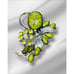 Vintage Green Speckled Art Glass Rhinestone Pin Brooch Silver tone VTG Estate