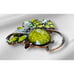 Vintage Green Speckled Art Glass Rhinestone Pin Brooch Silver tone VTG Estate