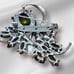 Vintage Green Speckled Art Glass Rhinestone Pin Brooch Silver tone VTG Estate