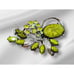 Vintage Green Speckled Art Glass Rhinestone Pin Brooch Silver tone VTG Estate