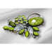 Vintage Green Speckled Art Glass Rhinestone Pin Brooch Silver tone VTG Estate