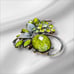 Vintage Green Speckled Art Glass Rhinestone Pin Brooch Silver tone VTG Estate