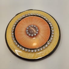 Lola Rose Silver Plated Compact Double Mirror Vintage Enamel Crystal Ornate