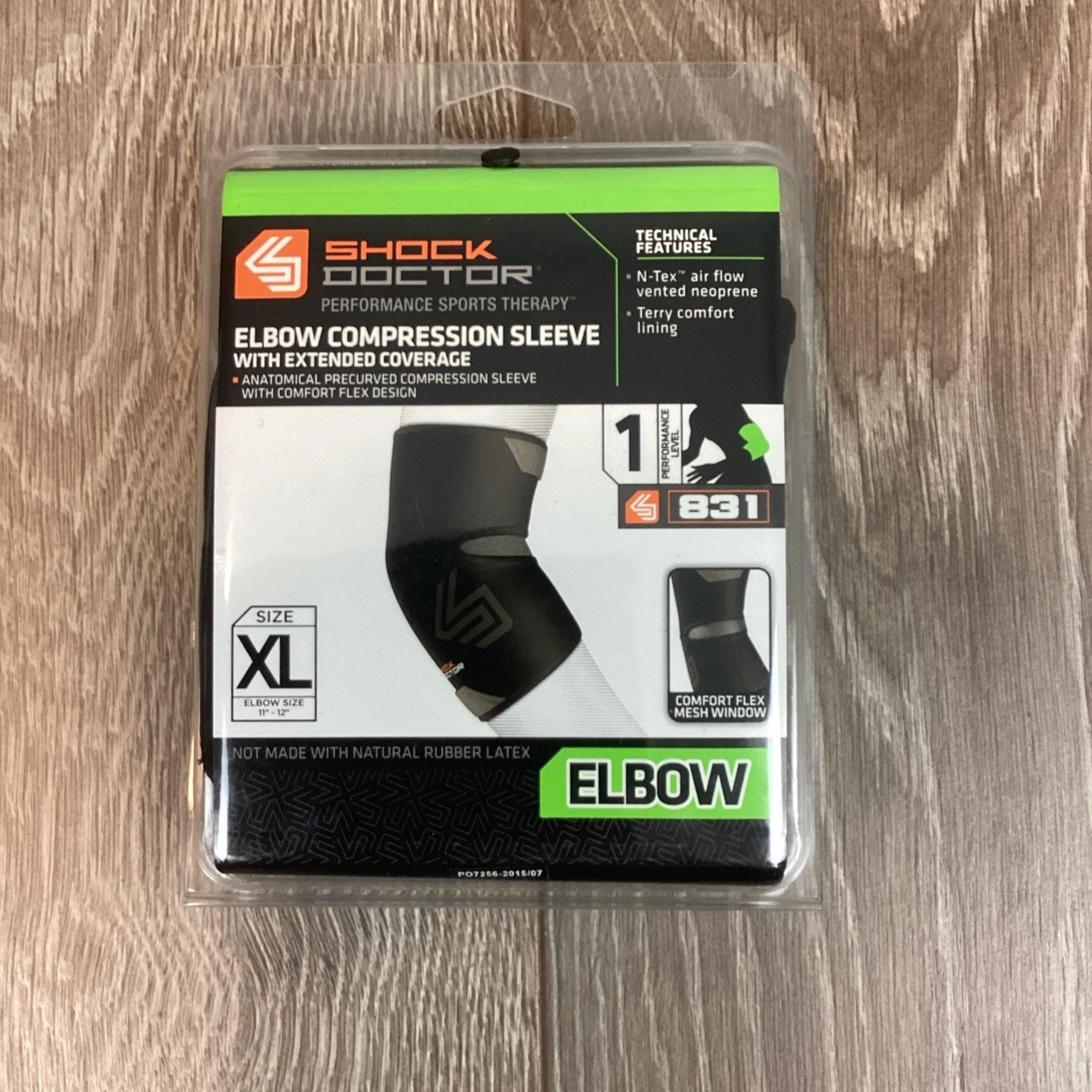Shock Doctor Elbow Compression Sleeve with Extended Coverage - XL Black 831 L-1