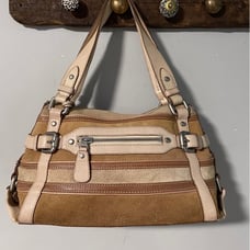 Fossil tan suede satchel