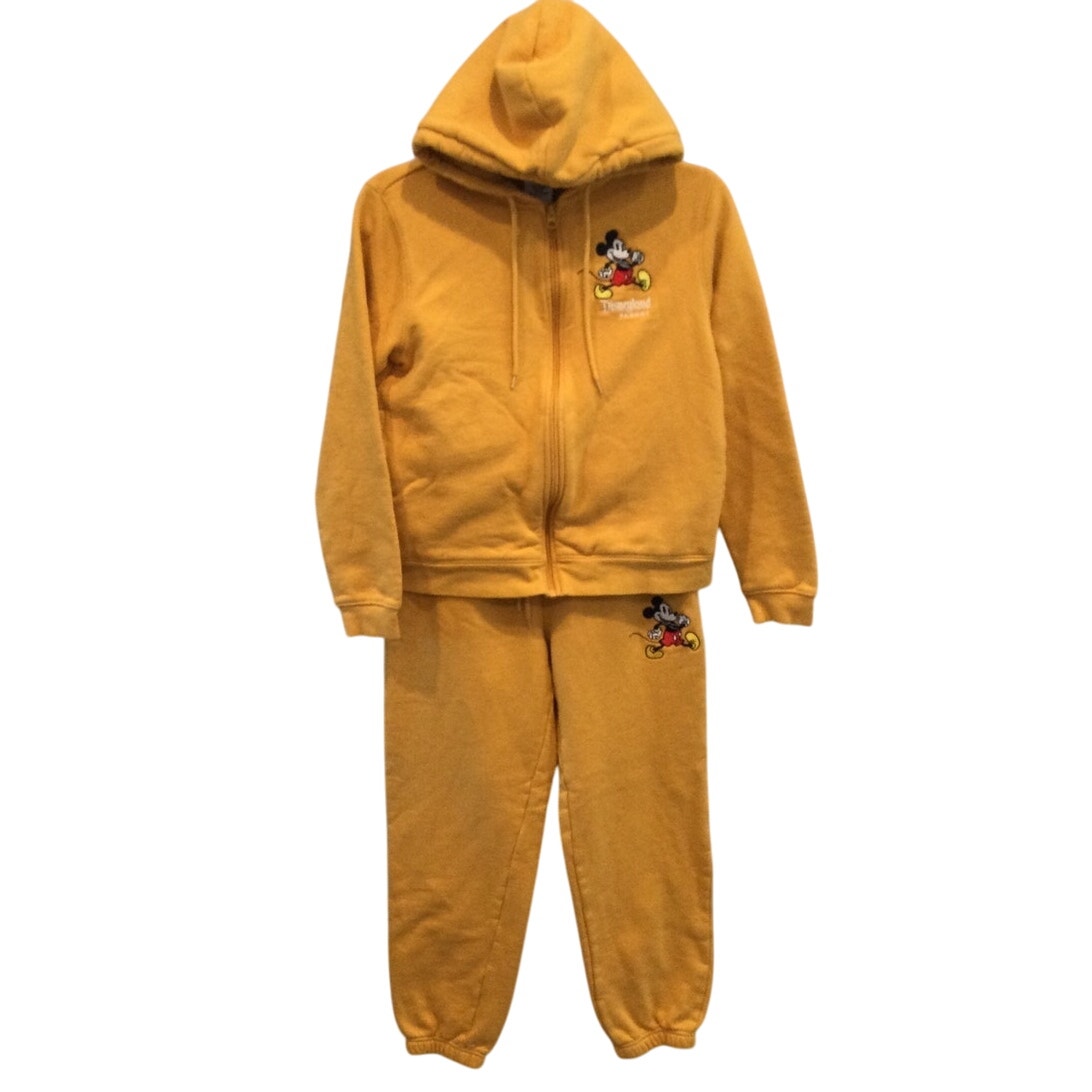 Disneyland Resort Sweatsuit Sweatshirt Hoodie S Sweatpants Pant XS Yellow Mickey