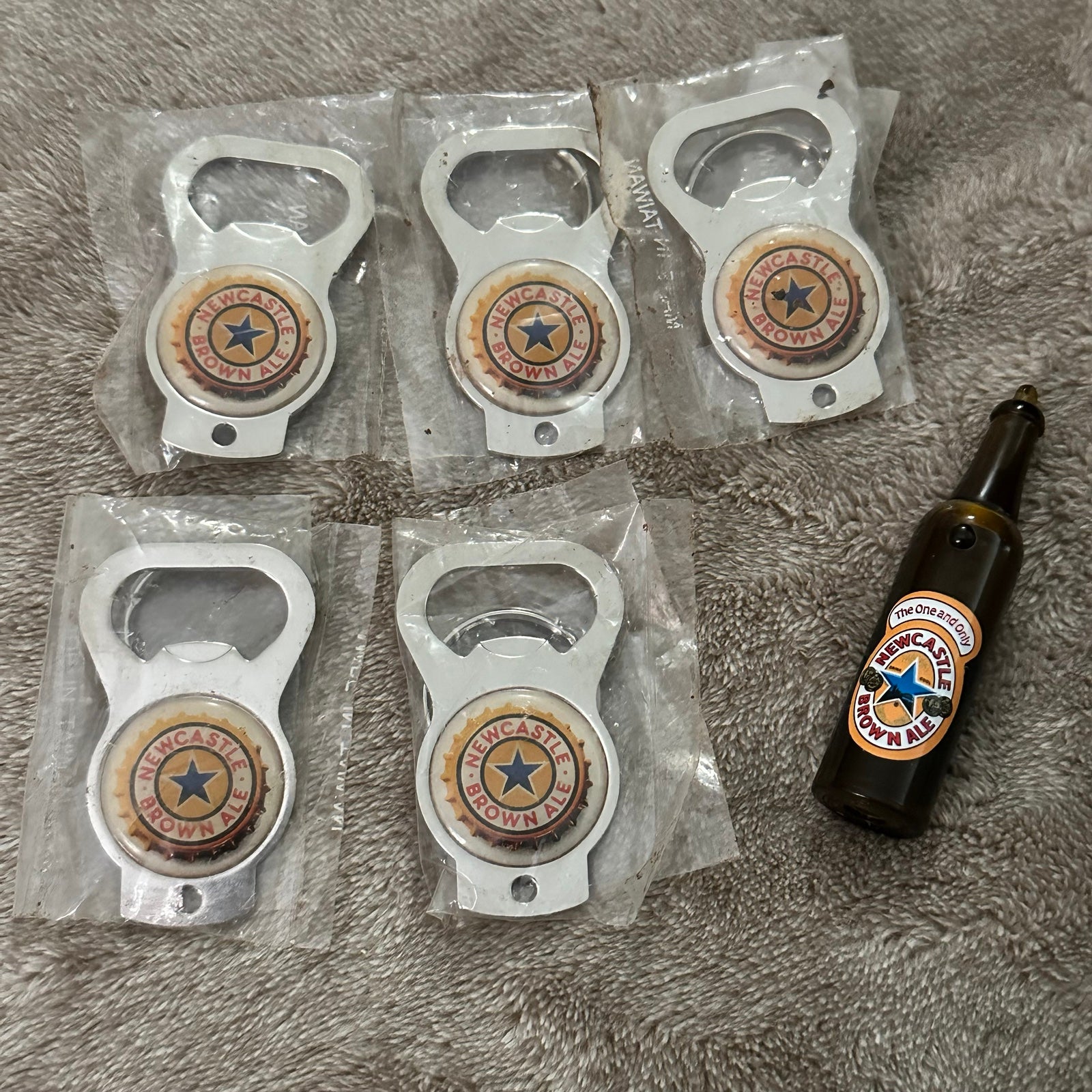 Newcastle Beer Brewing Lot 6 items flashlight keychains