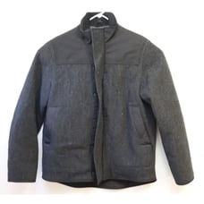 Banana Republic Mens Jacket Small Wool Blend Peacoat Zip Button Gray Bomber Y2K