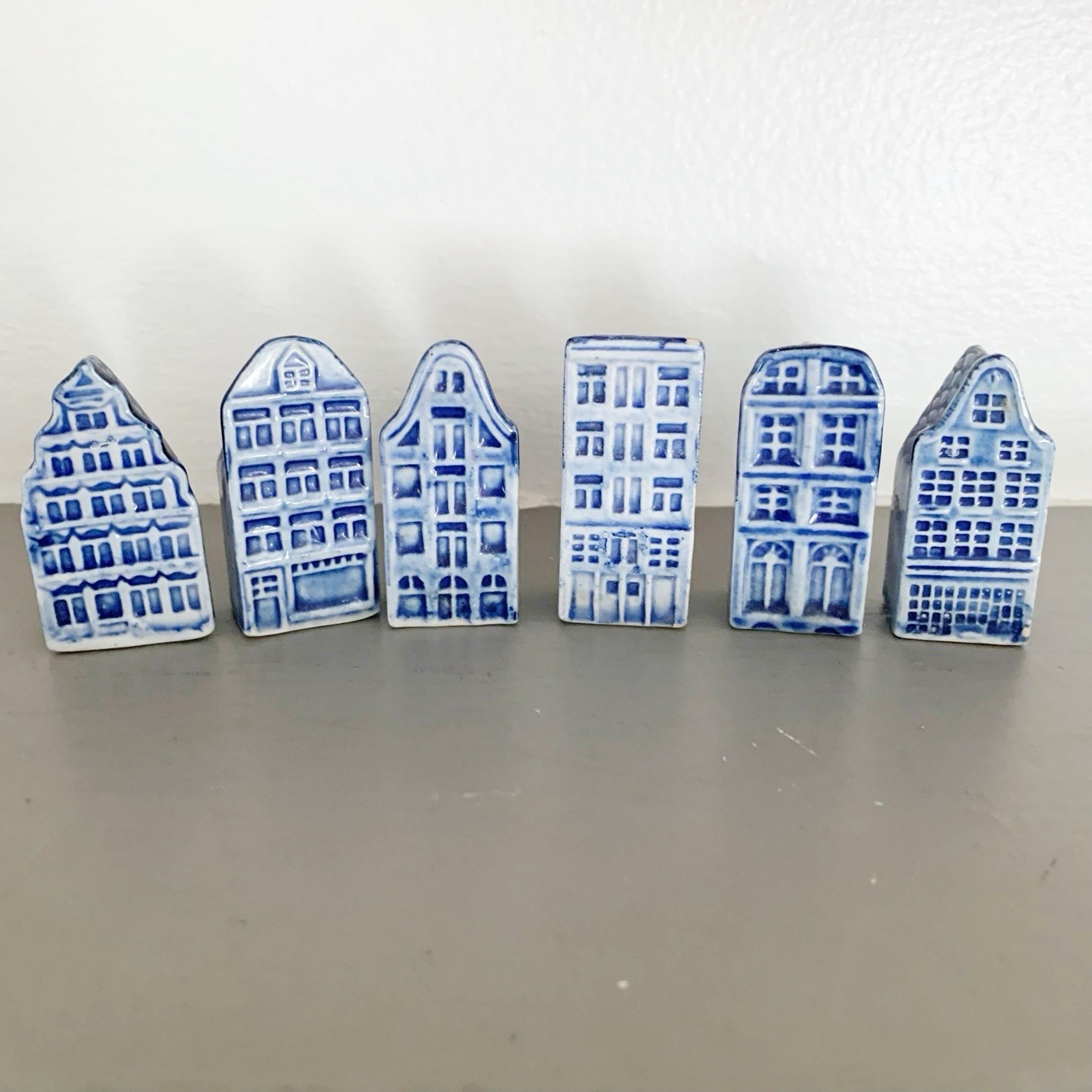 Royal Delft 2" blue canal houses set of 6