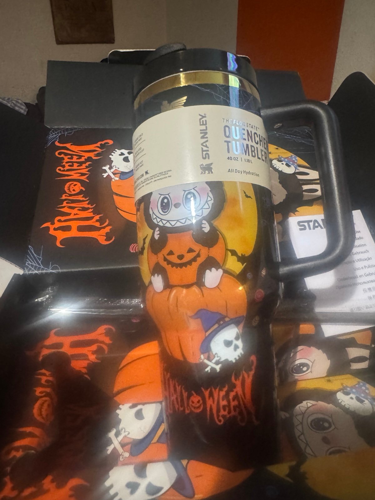 Labubu Halloween Stanley Cup 40oz with labubu straw topper