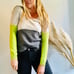 FREE PEOPLE Beach Dark Grey Colorblock Stripe Pullover Crew Neck Sweater XS