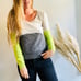 FREE PEOPLE Beach Dark Grey Colorblock Stripe Pullover Crew Neck Sweater XS