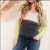 FREE PEOPLE Beach Dark Grey Colorblock Stripe Pullover Crew Neck Sweater XS