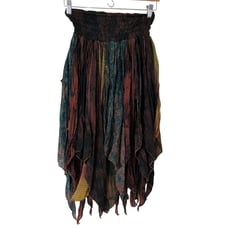 100% Silk Skirt Womens OS S-L Twirl Fairycore Whimsy Boho Hippie Fringe Colorful