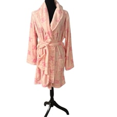 NWT Juicy Couture Plush JC Logo Robe in Light Pink