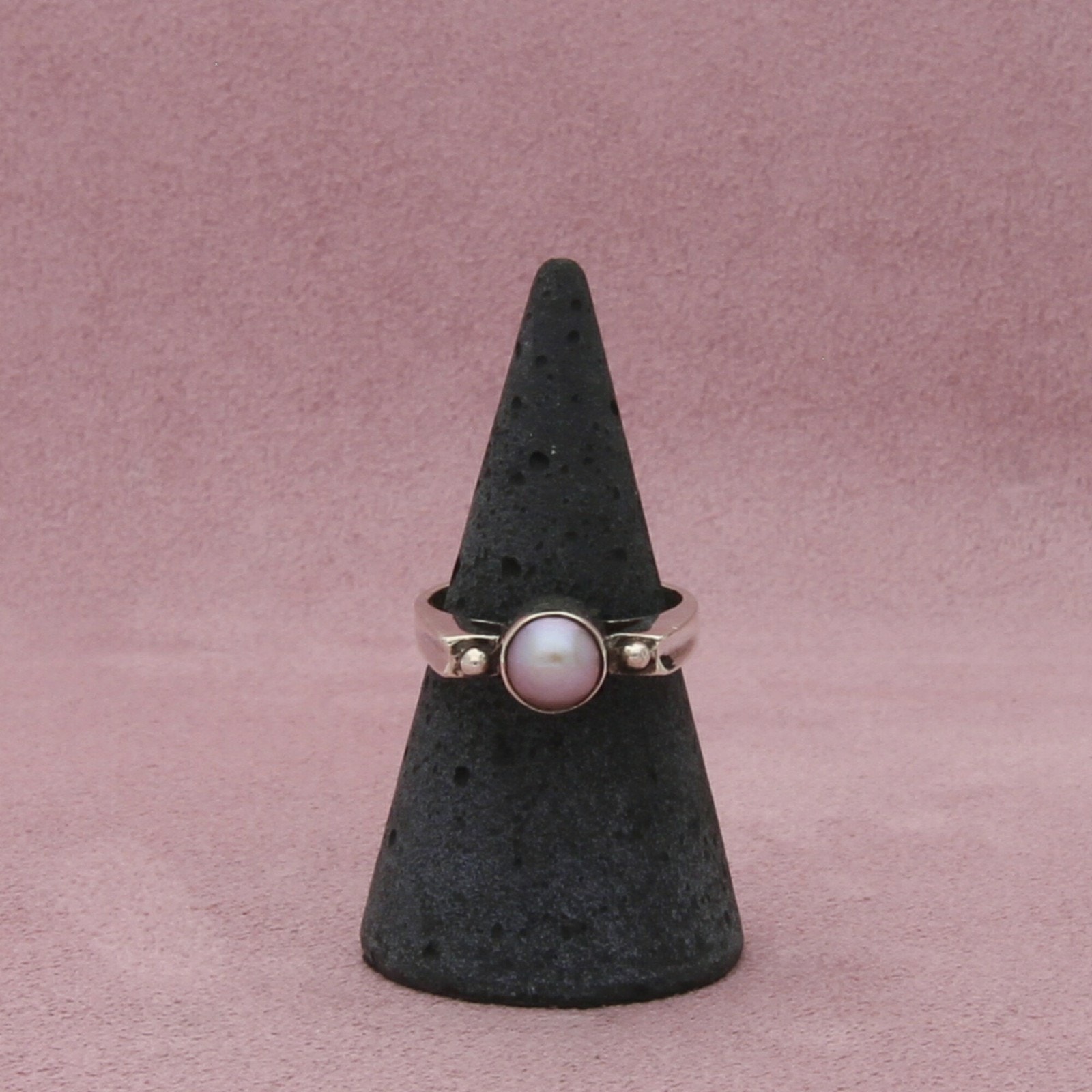 sterling silver beaded pearl modernist stack ring size 7