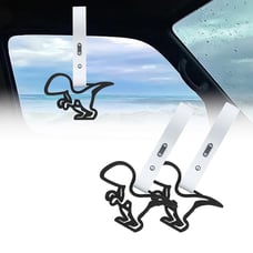 BRAND NEW 2PCS DINOSAUR BLACK JDM TSURIKAWA RING White Handle Strap Drift Charm