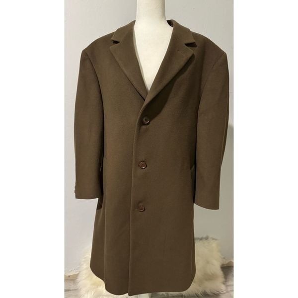 Calvin Klein brown wool and cashmere blend 44R coat button front size L