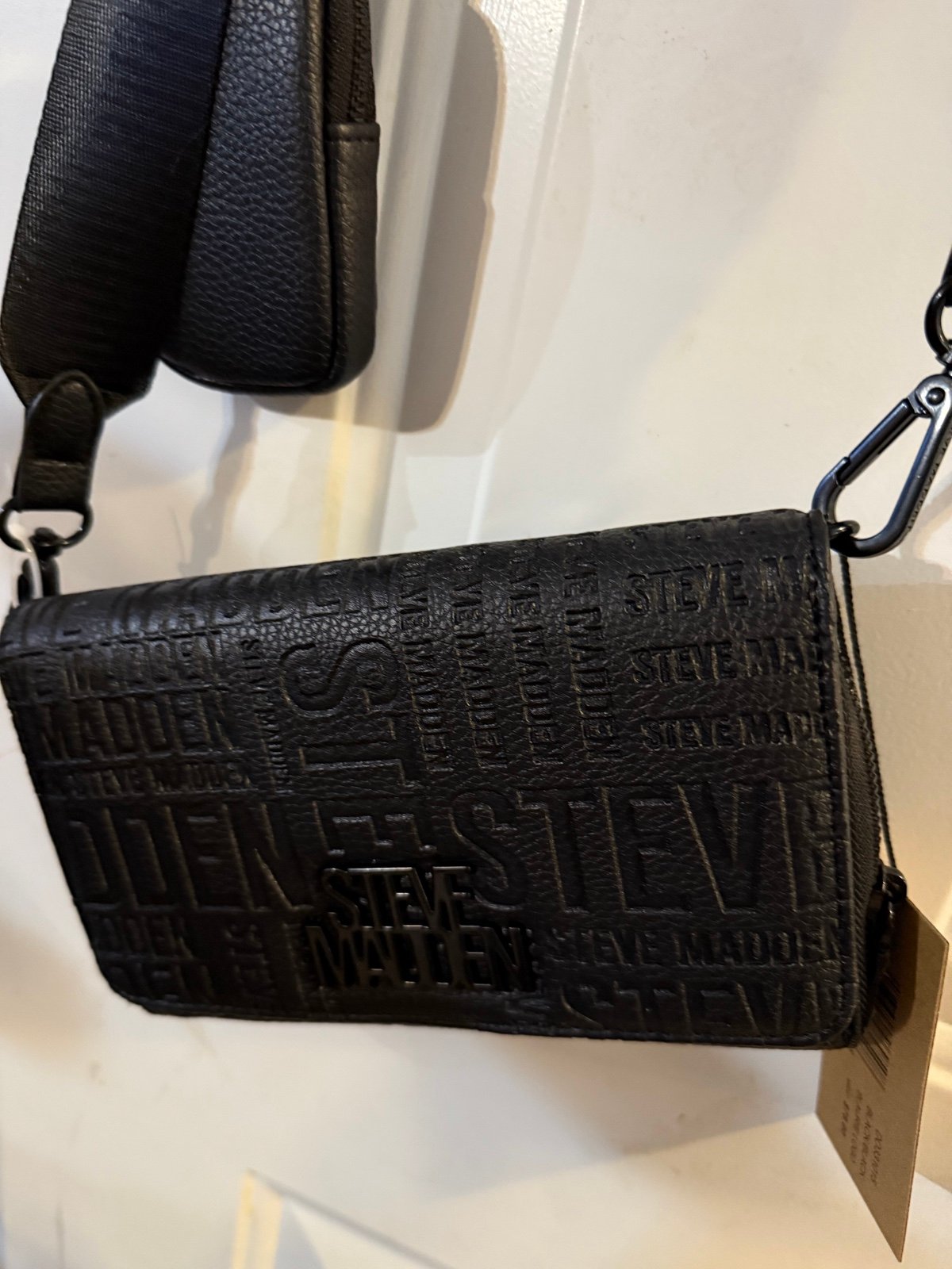 Steve Madden Black Denim Borla Crossbody Bag Cotton NWT