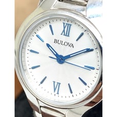 Bulova Women's Watch 96L215 Quartz White Blue Dial Silver Tone Stainless Steel