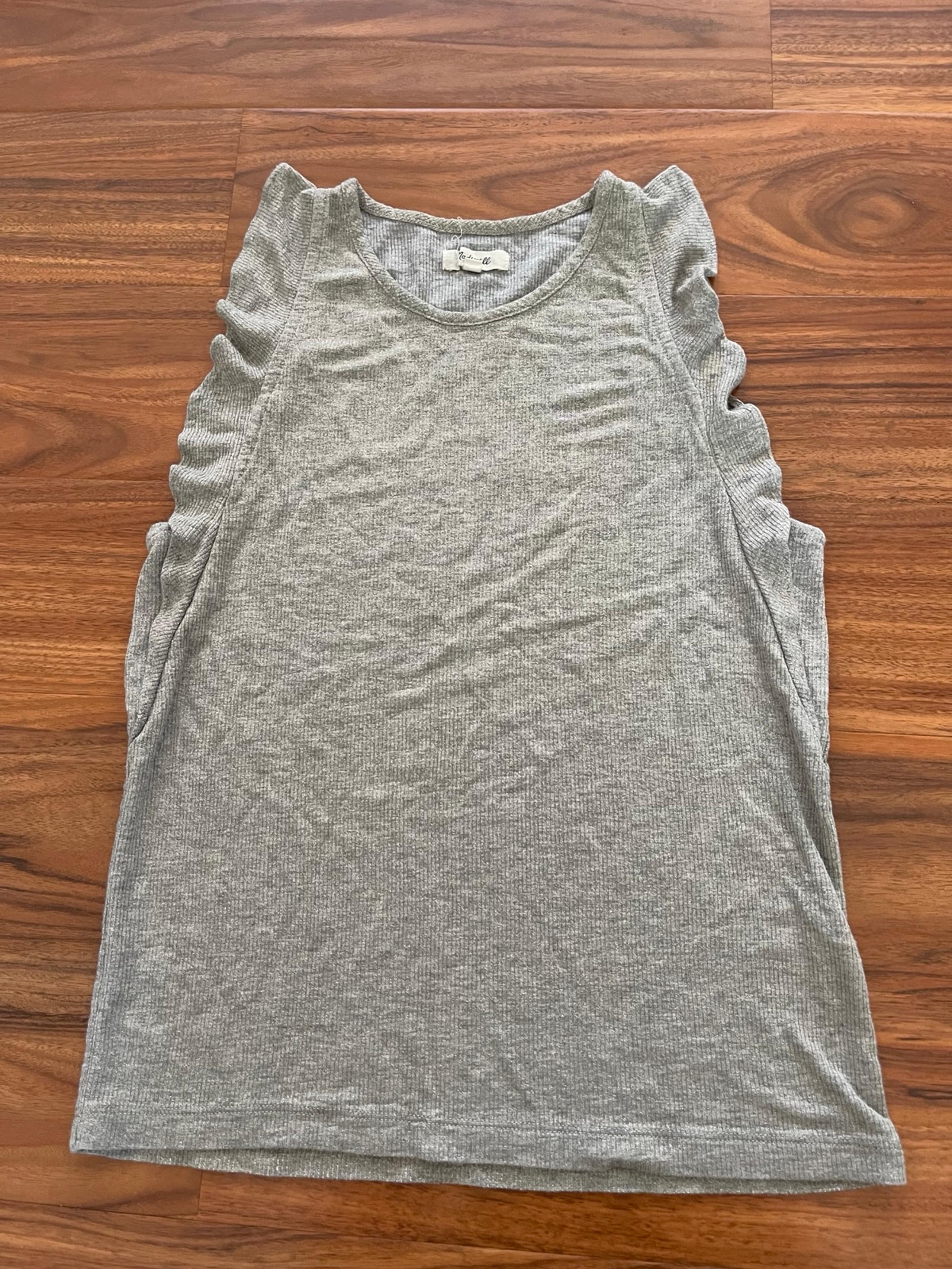 MADEWELL Gray Silver Ruffle Sleeve Ribbed Tank Top Women's Size M