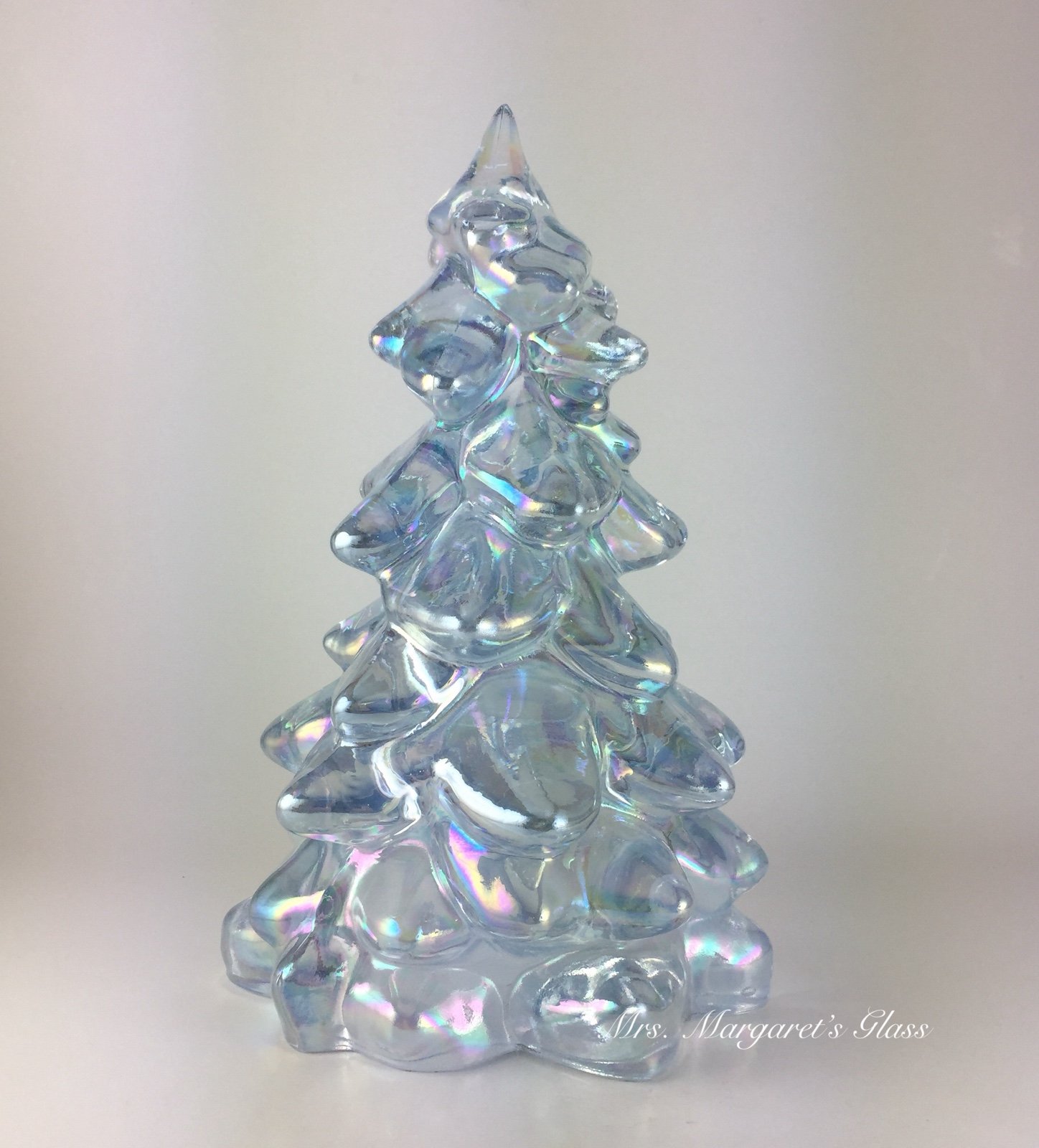 Mosser Glass 5.5” Winter Glow Carnival Iridescent Christmas Tree