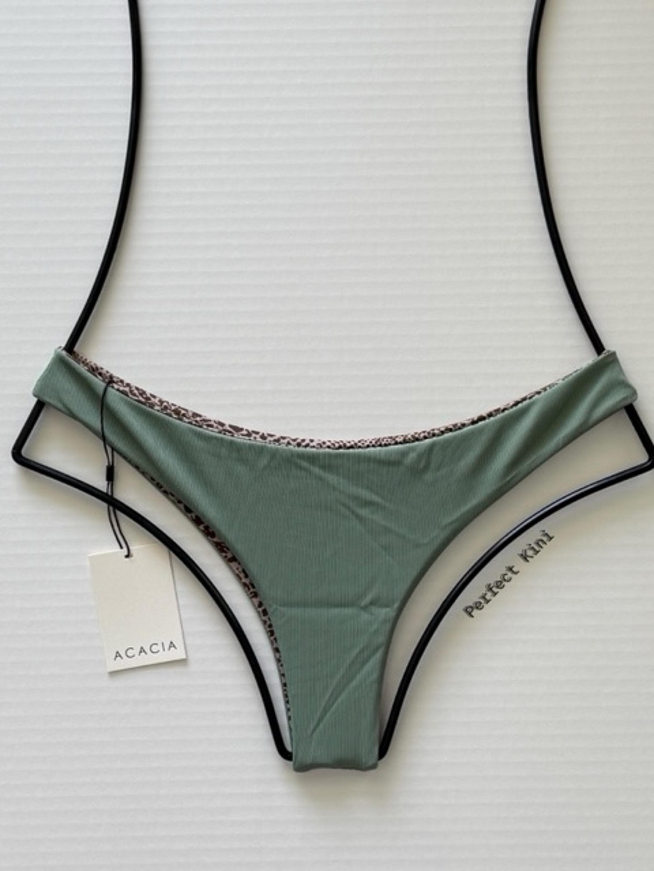 Acacia HO'OKIPA Ribbed Bikini Bottom - Clover - Minimal Coverage - Size Large