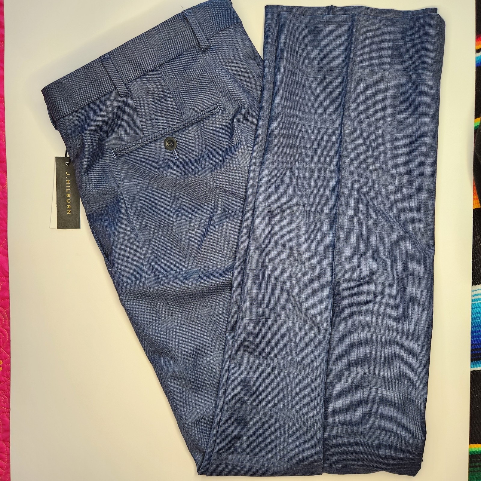 NWT J.Hilburn Dress Pants Size 36x 31 Blue 100% Wool