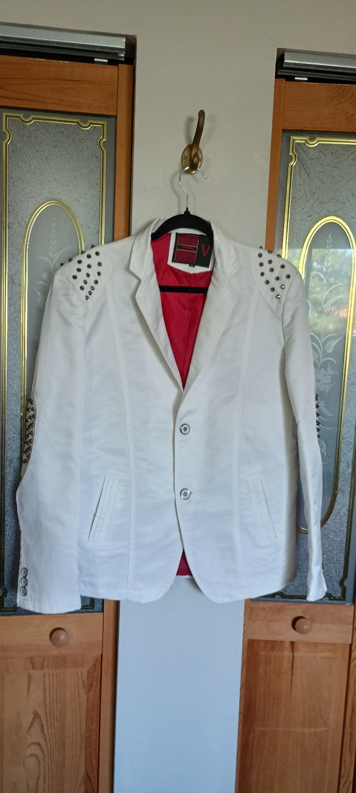 BlazerVassari White Jacket Studded Patch Women's Size M