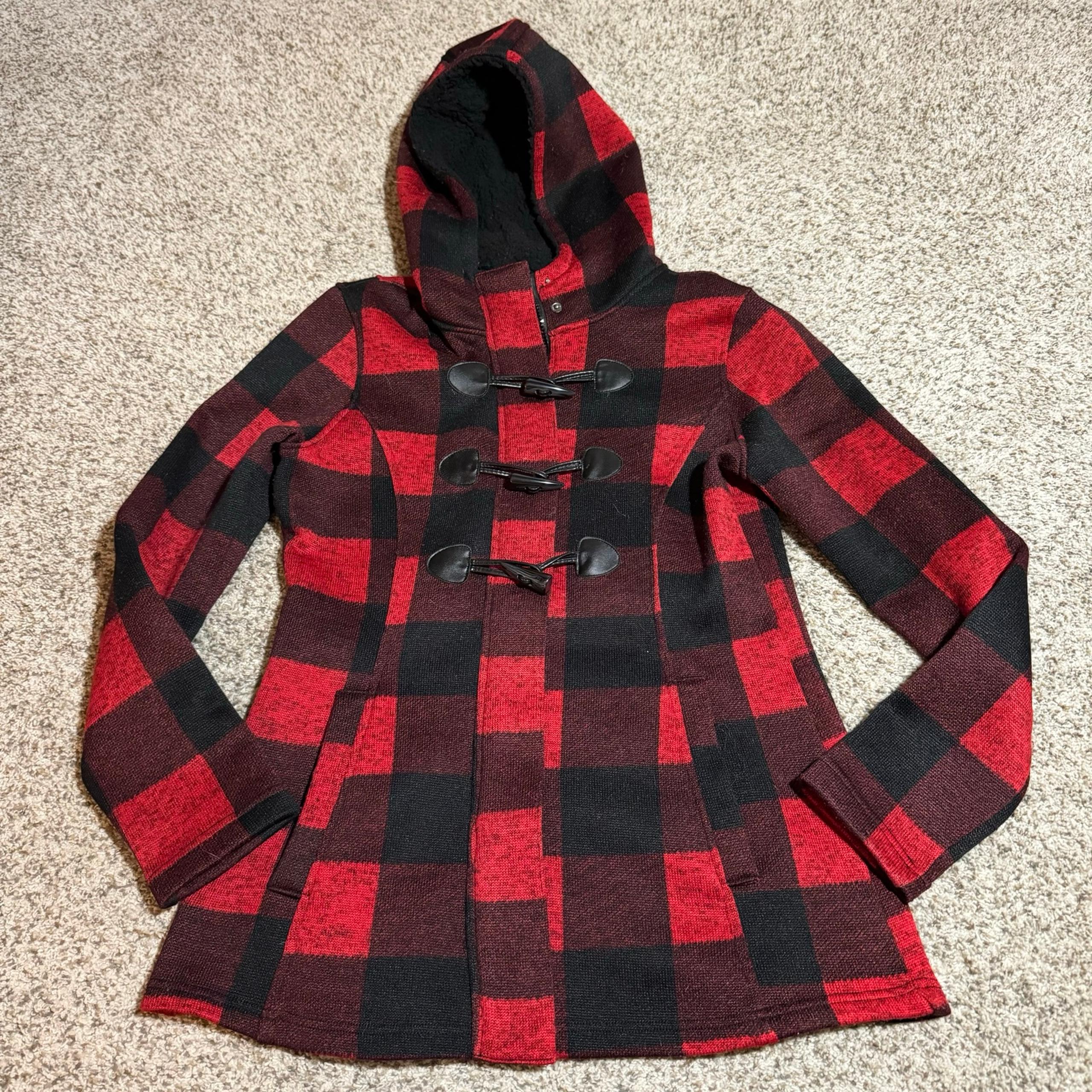 Madden Girl Buffalo Plaid Peacoat- M
