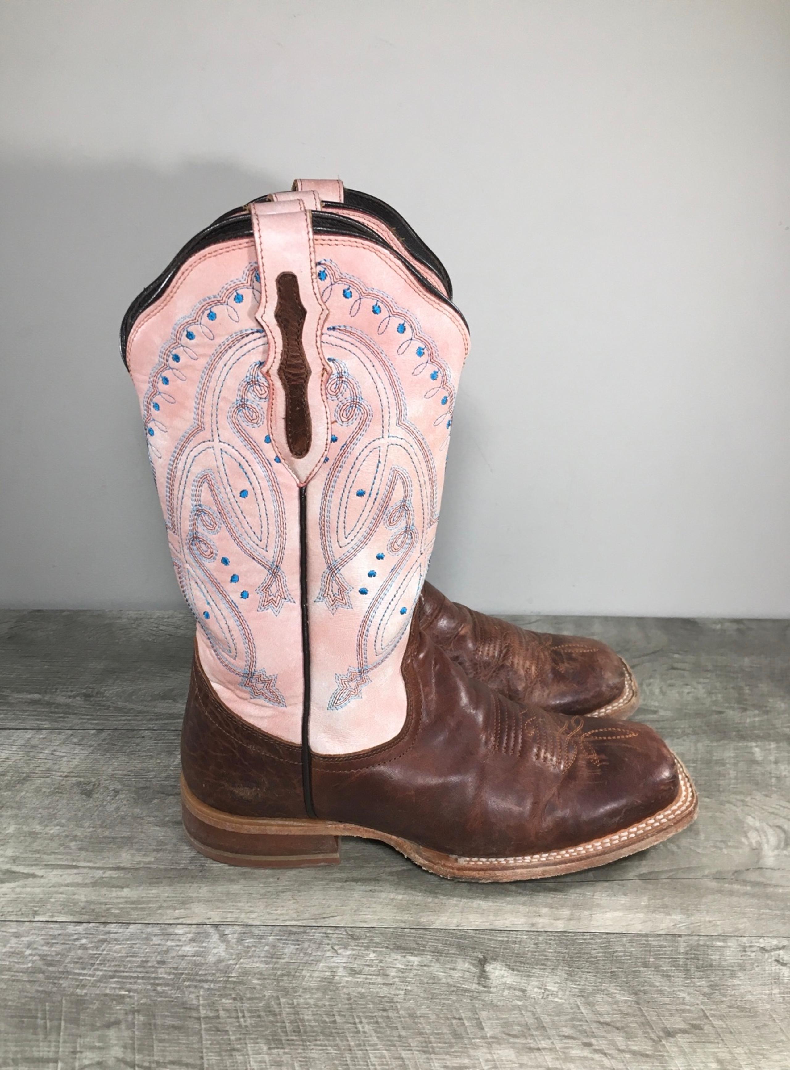 Tony Lama TL3205 Gabriella Western Cowboy Pink Brown Leather Womens Boots Size 6