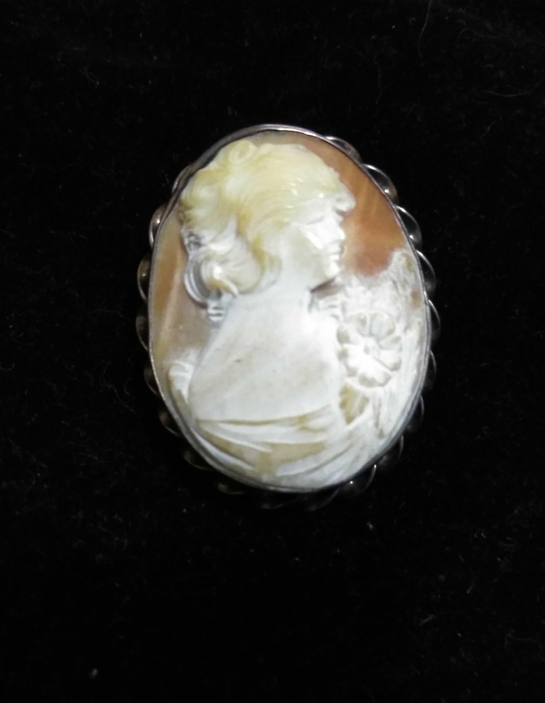 STERLING Frame Cameo Brooch/Pin