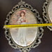 Vintage Italian Fabric Print Wall Art – Blue Boy & Pinkie – Ornate Brass Frames