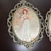 Vintage Italian Fabric Print Wall Art – Blue Boy & Pinkie – Ornate Brass Frames