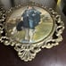 Vintage Italian Fabric Print Wall Art – Blue Boy & Pinkie – Ornate Brass Frames