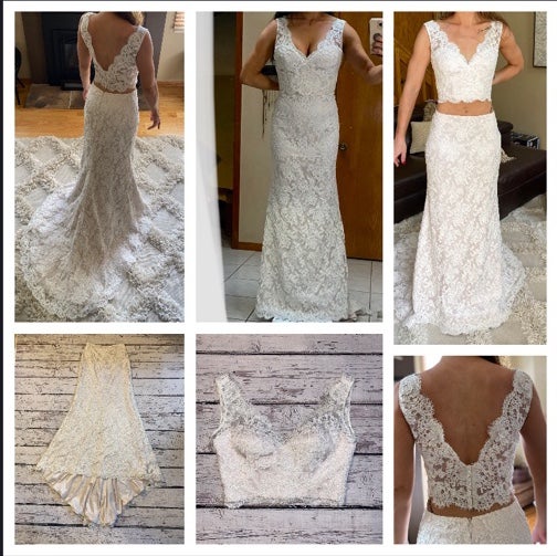 (Mikaella?) Paloma Blanca two piece wedding gown
