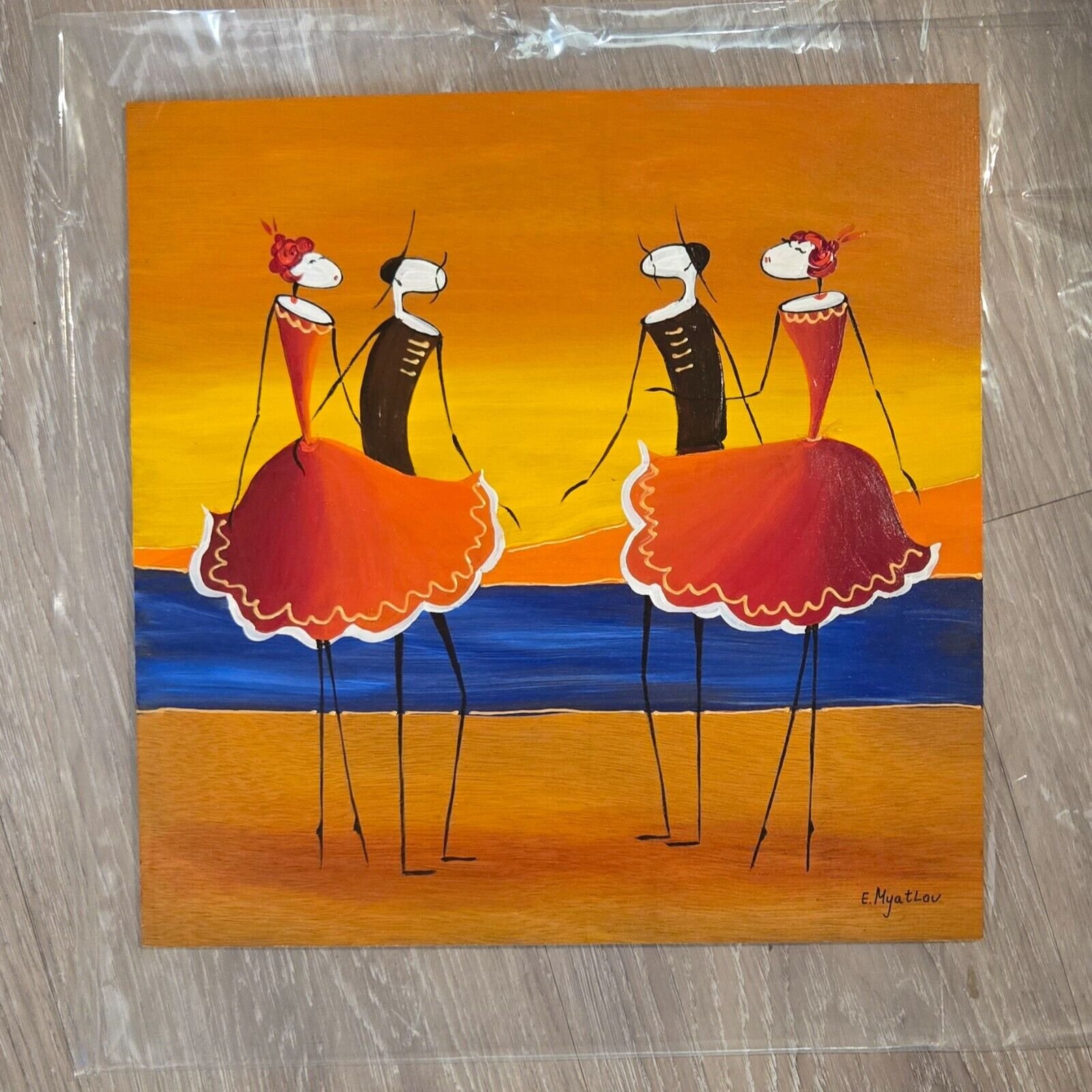 Original Painting Oil on Wood Panel by Ester Myatlov Hand Signed with LoA