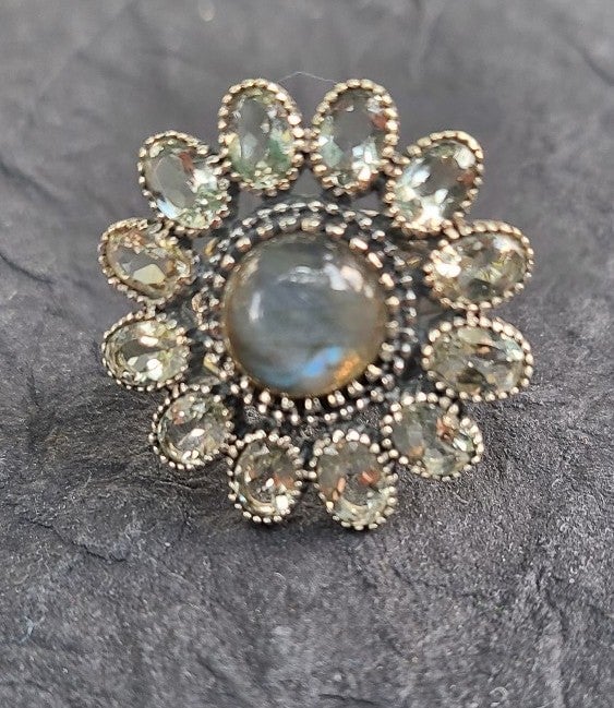 Labradorite ring size 8-adjustable ring-chunky ring