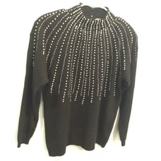 Vintage Womens Angora Sweater Size Large XL Lambswool Black Pearl Feminine 80s