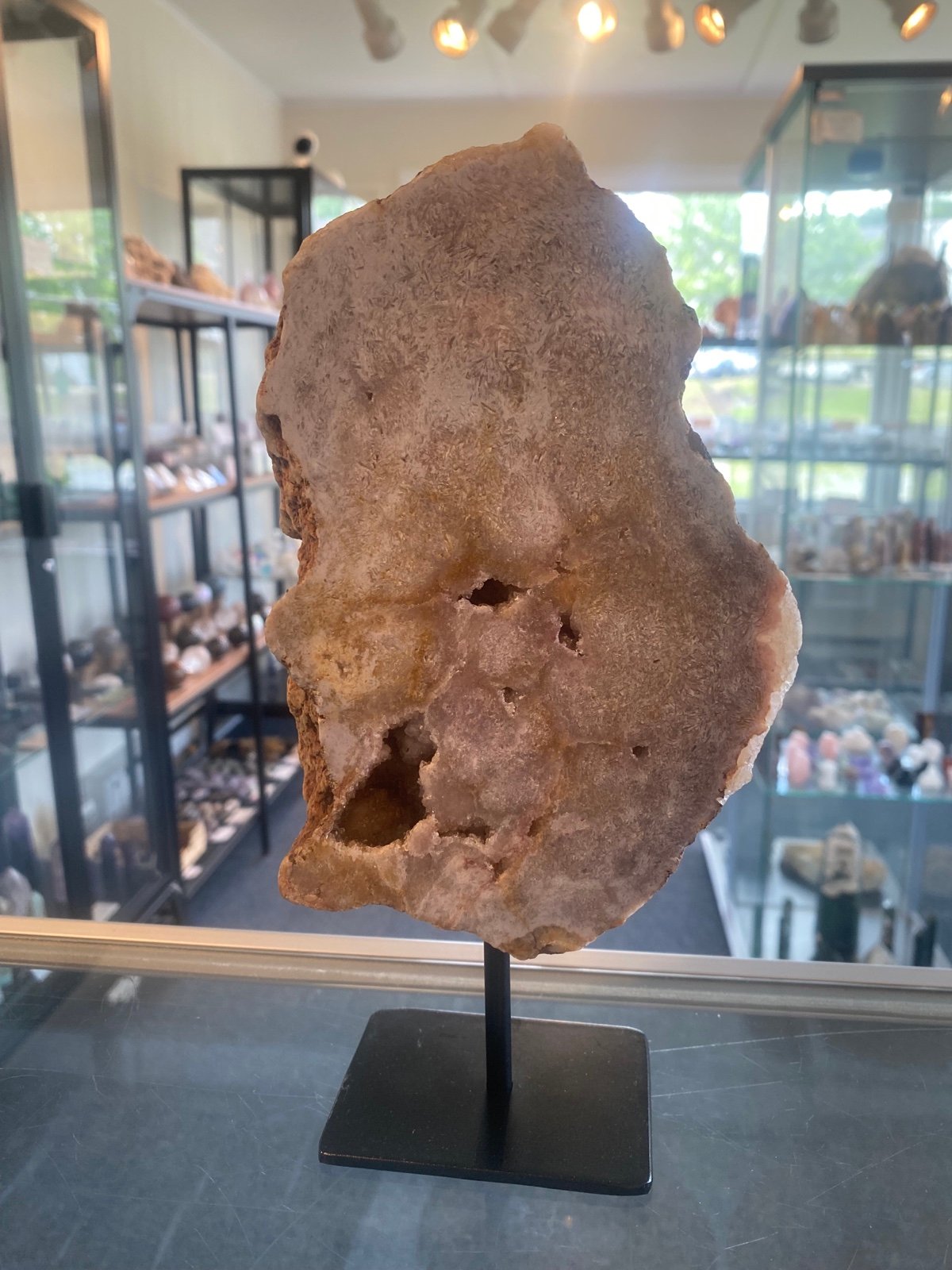 Pink Amethyst on iron base