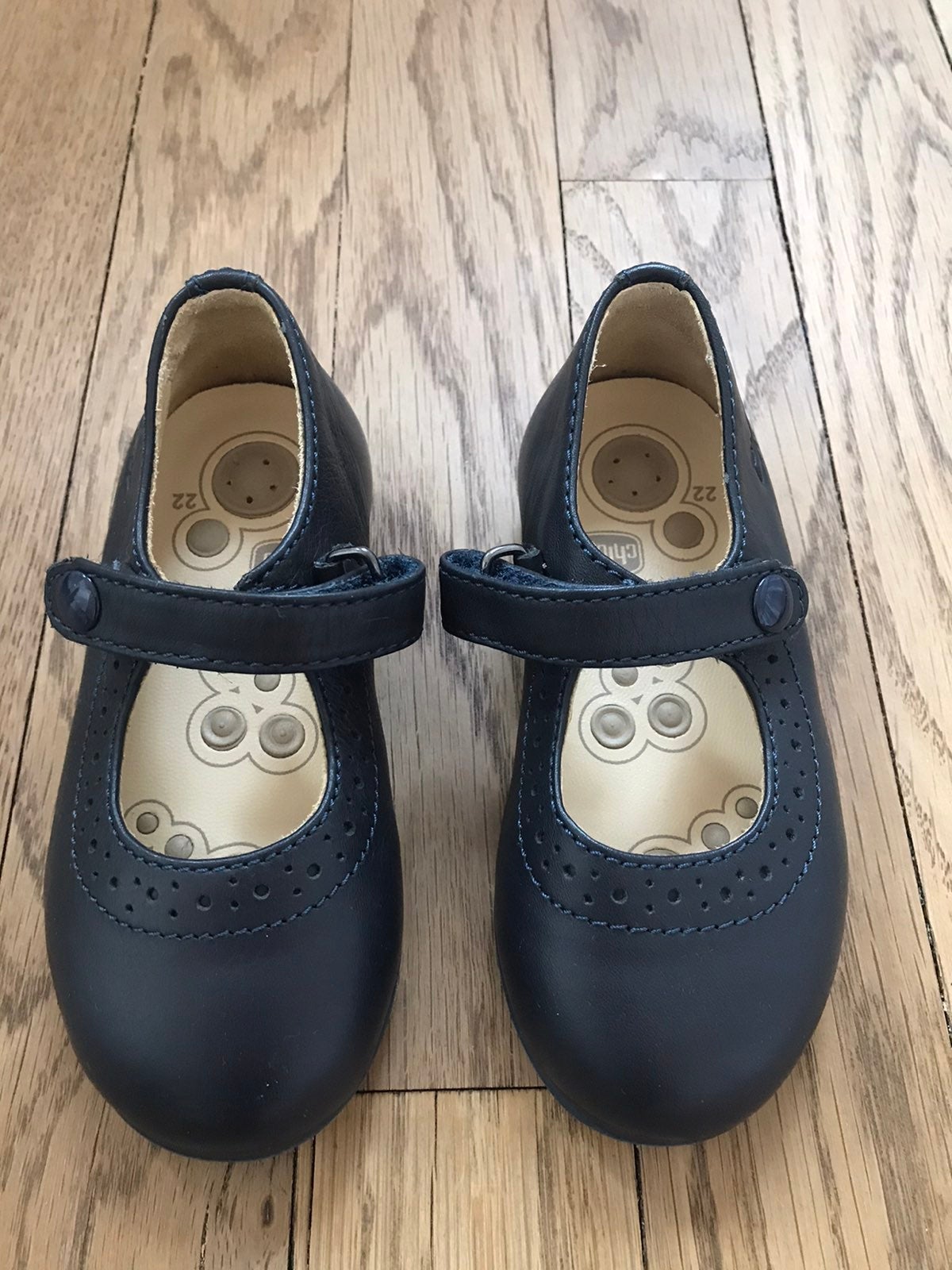 Chicco baby girl leather navy shoes