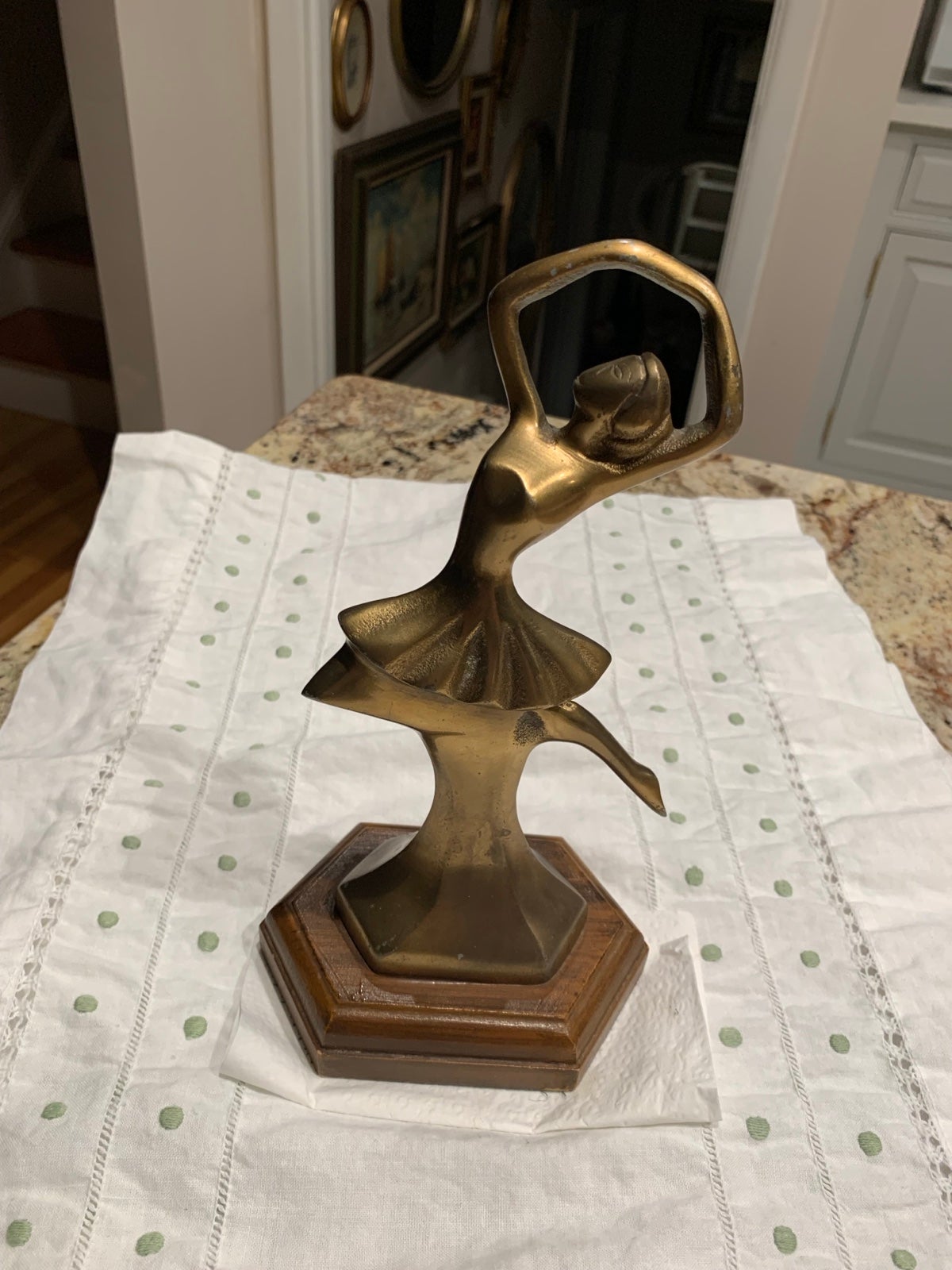 Brass Ballet Trophy on Wood Base