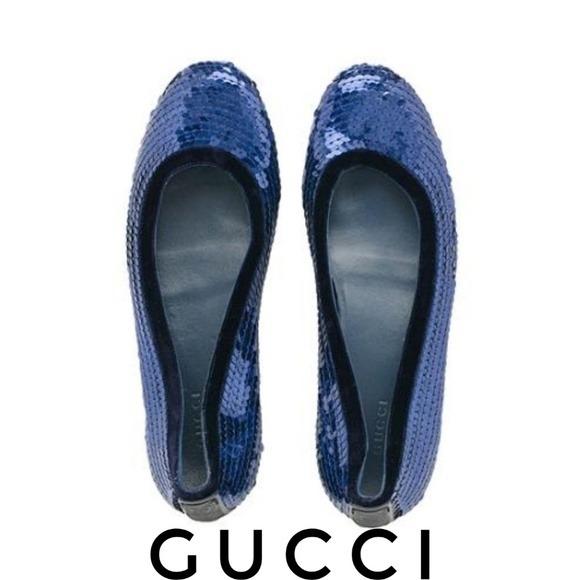 Gucci Guccissima Blue Sequin Ballet Flat