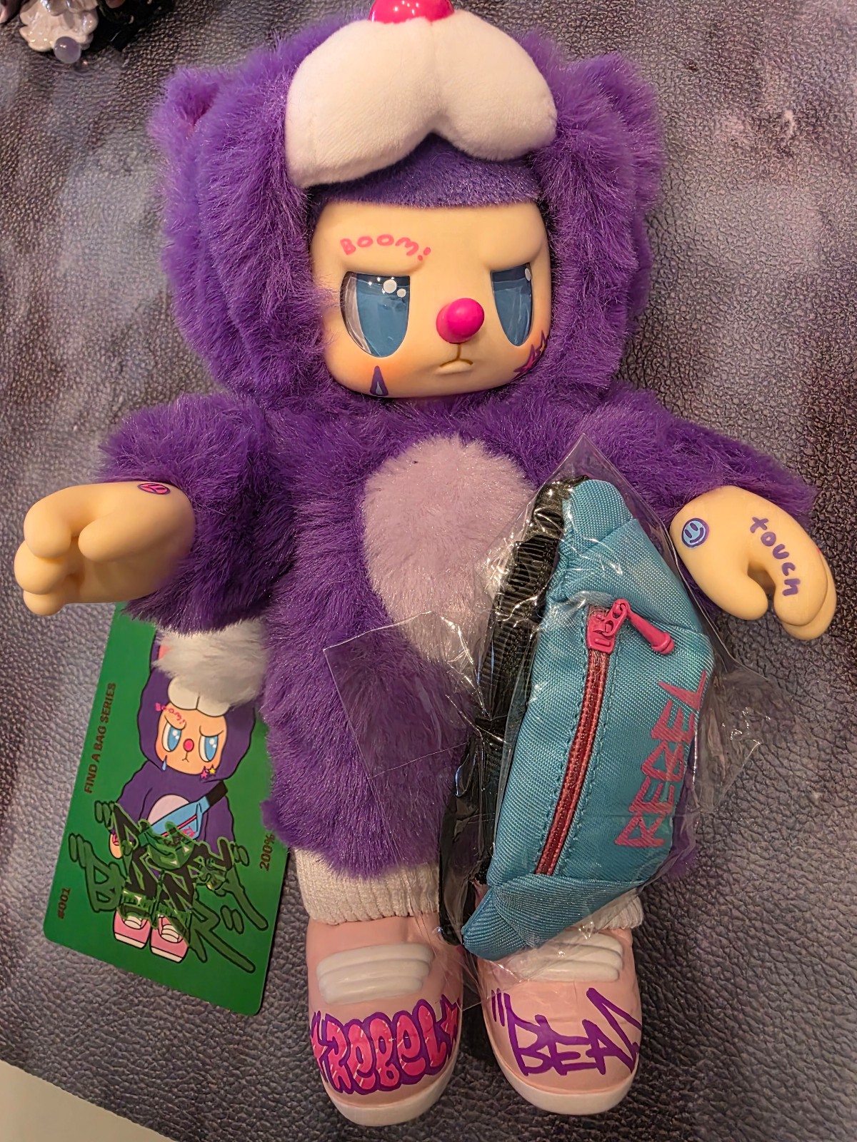 Rebel Bear -  Neon Nuzzle - Purple - Find a Bag Series - 200% Plush Figure - New
