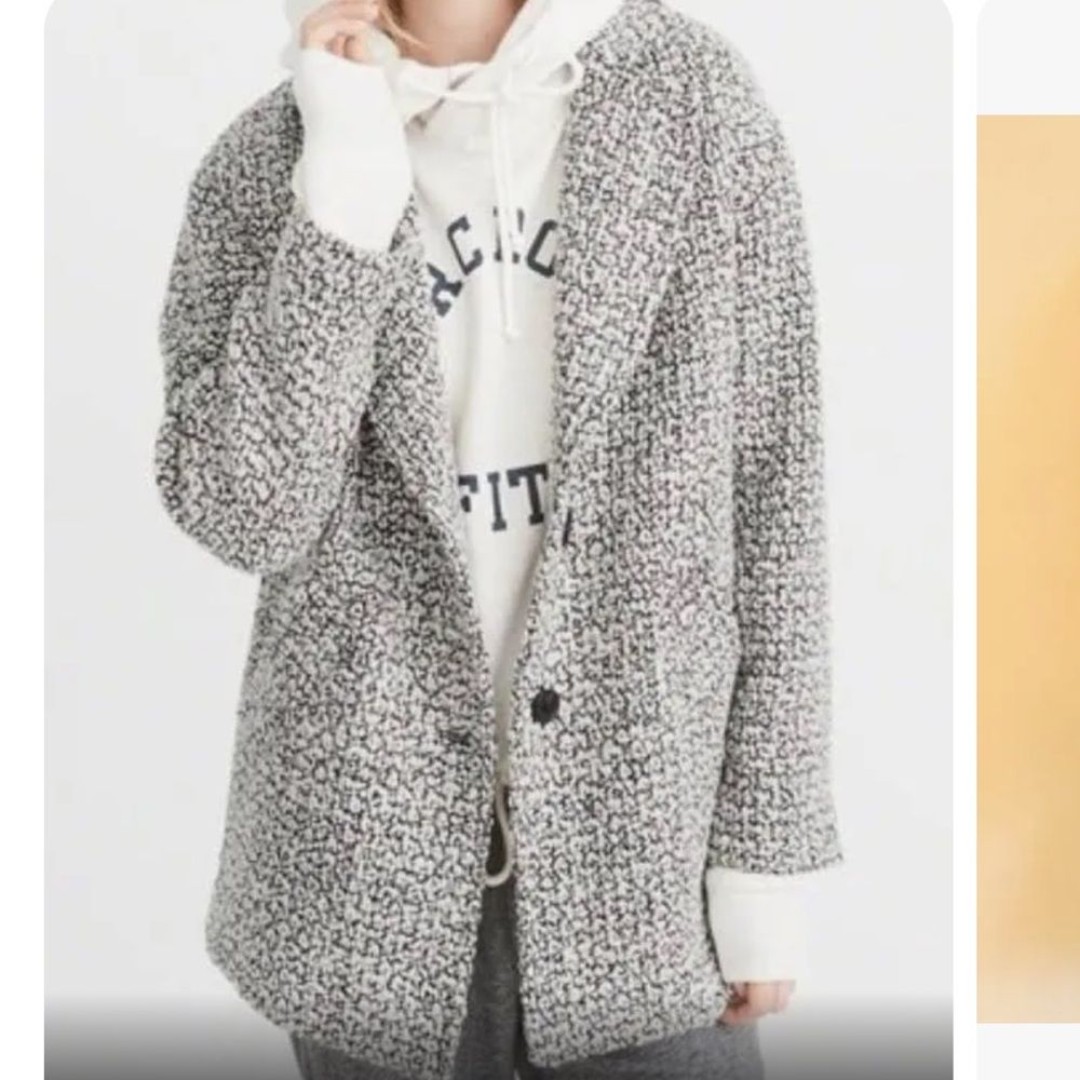 Abercrombie & Fitch Bouclé Wool Jacket Button Front Coat, Gray size S
