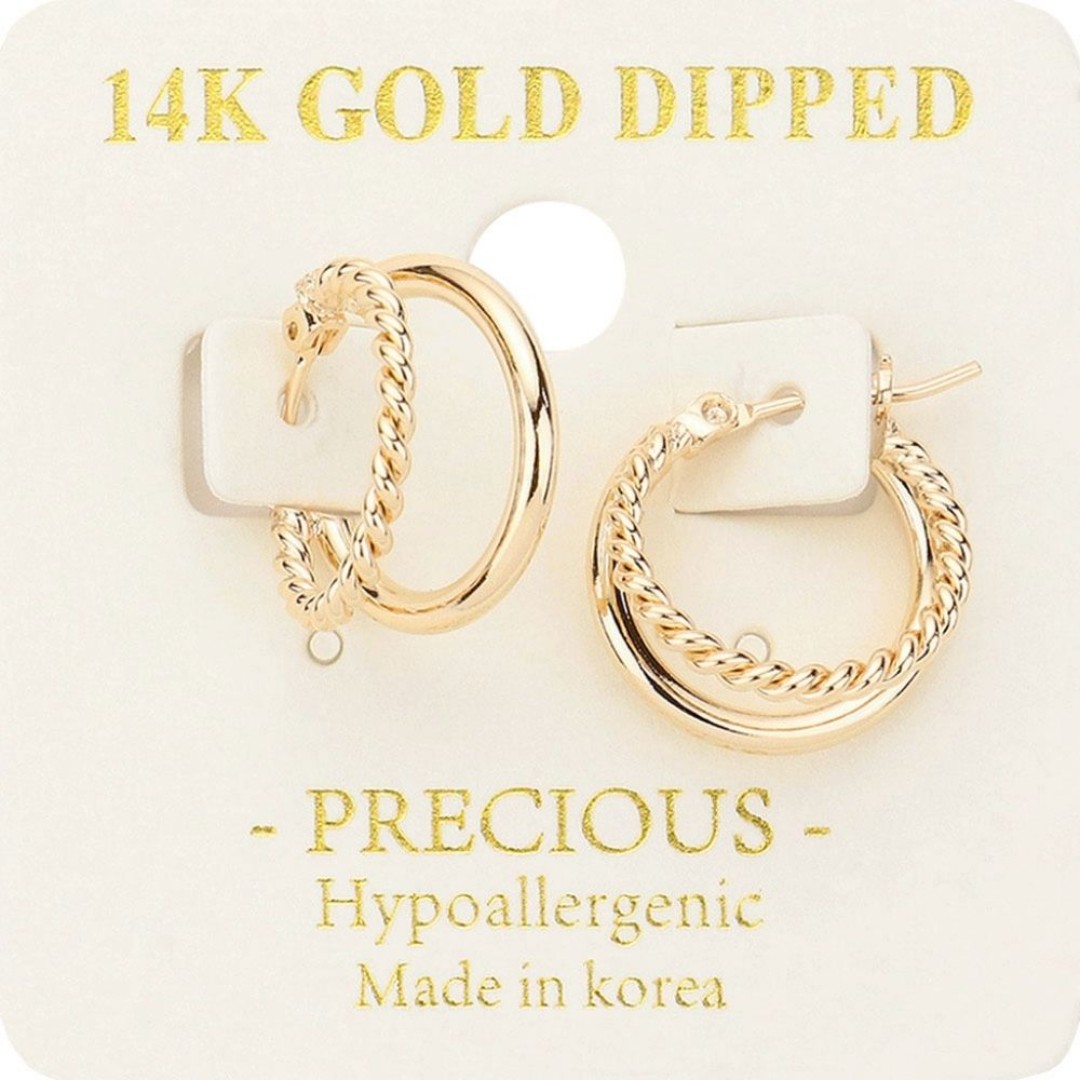 Gold 14K 0.7 Abstract Hoop Earrings Casual Jewelry Circle Simple Filled Metal