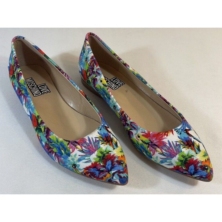 フラットシューズ MOSCHINO COUTURE Woman Ballet flats Natural MA10624C1MMX0 MOSCHINO MCDONALD'S BALLET FLATS SHOES 37.5 Size 7 JEREMY