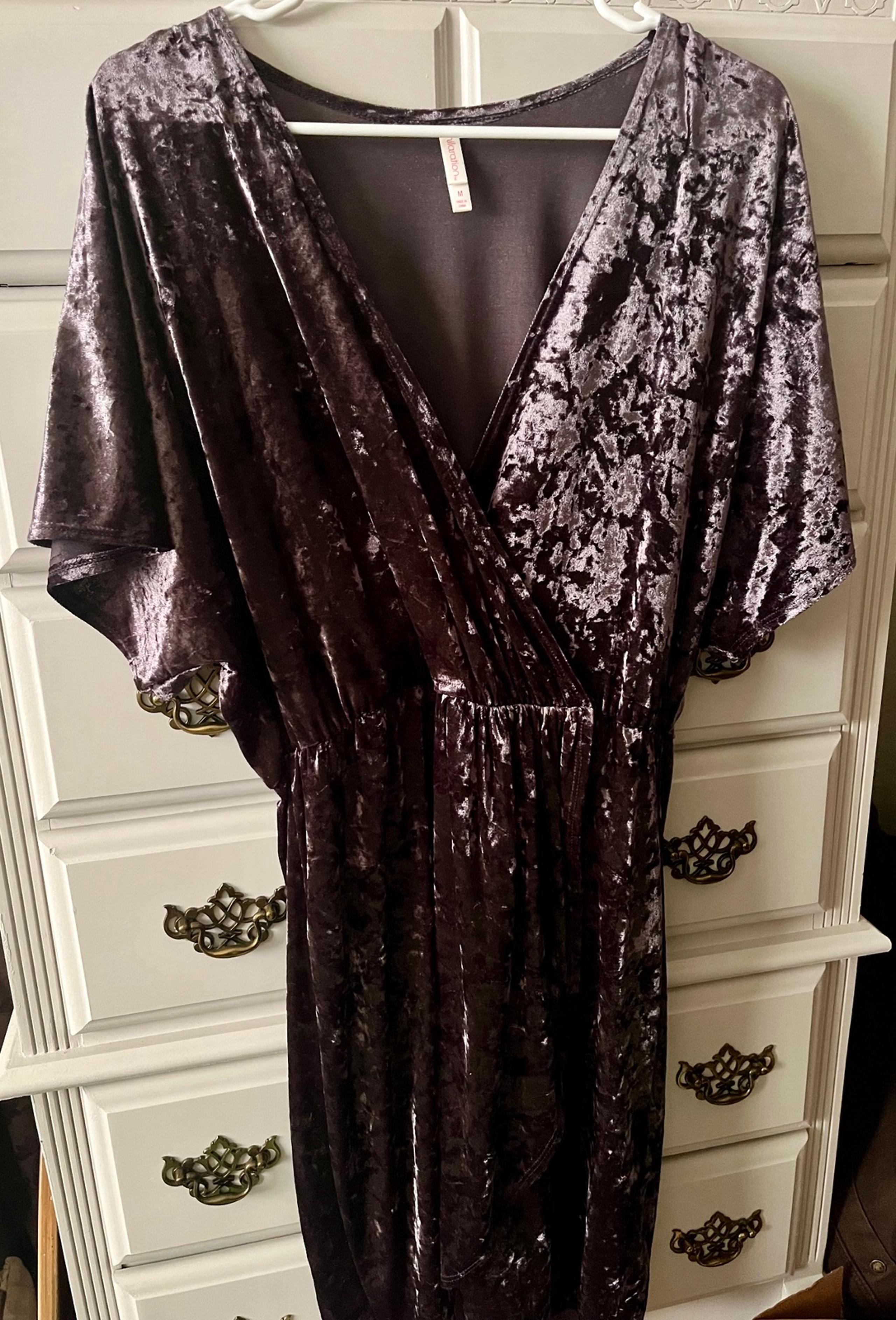 Purple Crushed Velvet 90s Whimsigoth Dress Size M