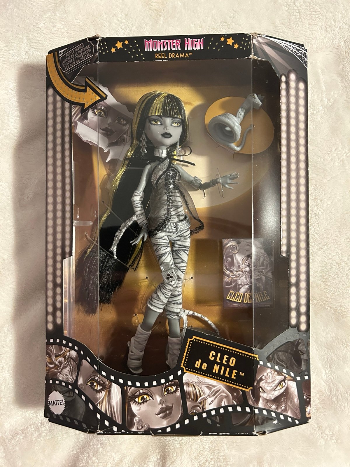 Monster High Cleo De Nile Reel Drama Doll Black & White