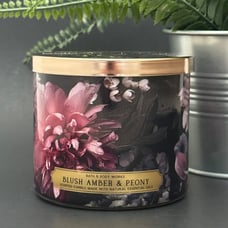 BBW Blush Amber & Peony Bath & Body Works 3 Wick Candle